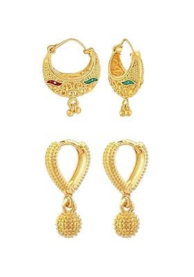 Set Of 2 Gold Plated Contemporary Hoop Earrings