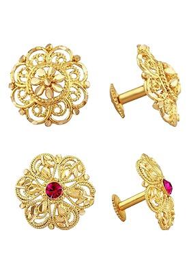 Set Of 2 Gold Plated Contemporary Studs