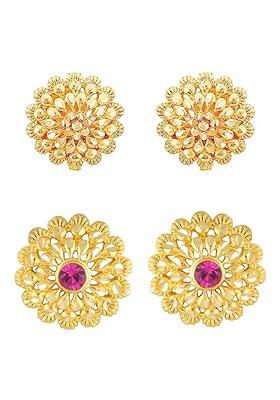 Pack Of 2 Gold Plated Studs Earrings