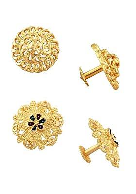 Set Of 2 Gold Plated Contemporary Studs Earrings