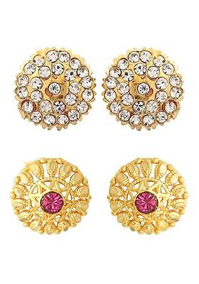 Set Of 2 Gold Plated Contemporary Studs