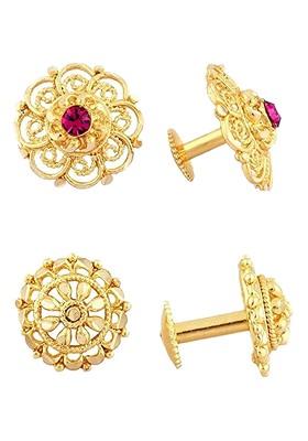 Set Of 2 Gold Plated American Diamond Studs