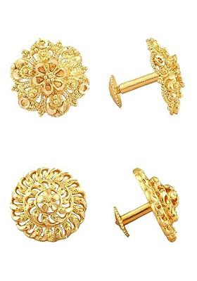 Set Of 2 Gold Plated Contemporary Studs