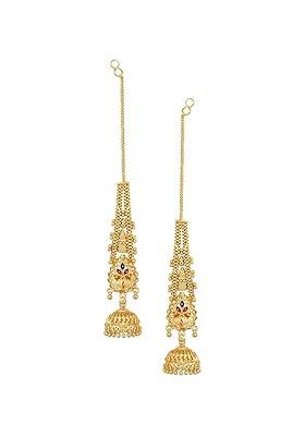 Gold Plated Beaded Contemporary Jhumkas