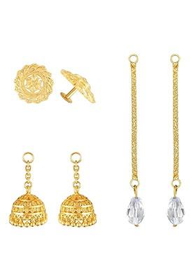 Set Of 2 Gold Plated Contemporary Drop Earrings