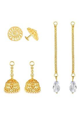 Set Of 2 Gold Plated Contemporary Drop Earrings