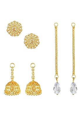 Gold Plated Contemporary Removable Stud Chain Jhumkas