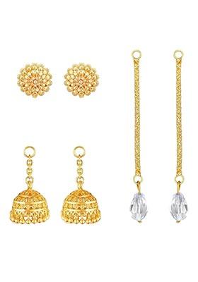 Gold Plated Contemporary Removable Stud Chain Jhumkas
