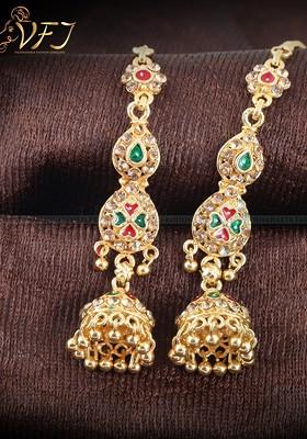 Gold Plated Floral Jhumkas Earrings