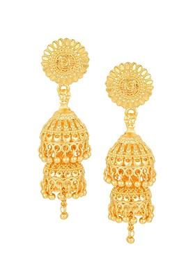 Gold Plated Floral Jhumkas Earrings