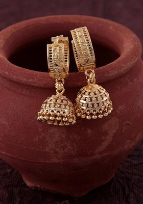 Gold Plated Floral Jhumkas Earrings