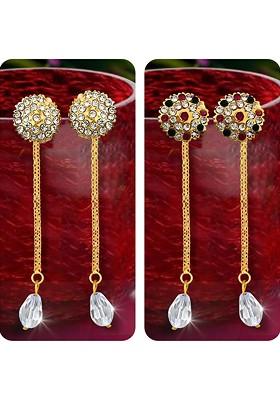 Set Of 2 Gold Plated Contemporary Drop Earrings