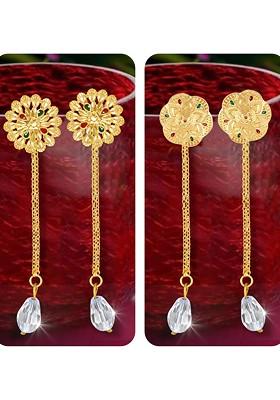 Set Of 2 Gold Plated Drop Earrings