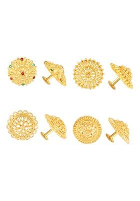 Set Of 4 Gold Plated Stone Studded Drop Earrings