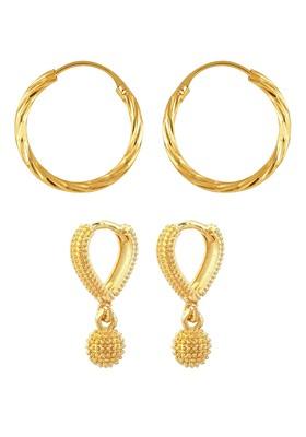 Set Of 2 Gold Plated Floral Drop Earrings
