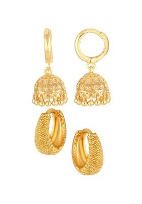 Set Of 2 Gold Plated Floral Drop Earrings