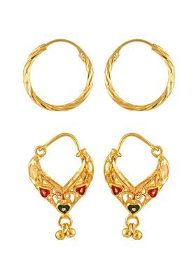 Set Of 2 Gold Plated Floral Drop Earrings