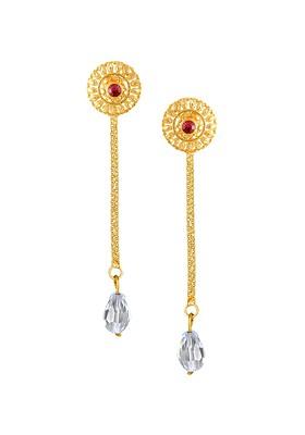 Gold Toned Floral Drop Earrings