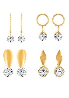 Gold Toned Floral Drop Earrings