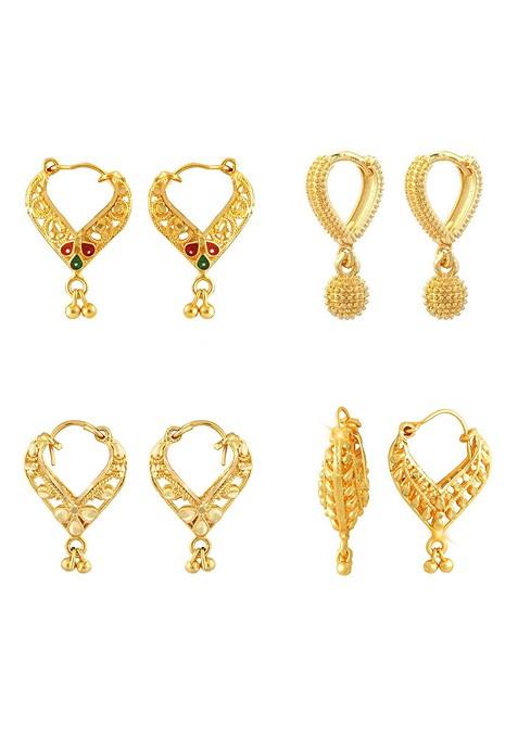 Gold Toned Floral Chandbalis Earrings