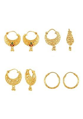 Gold Toned Floral Chandbalis Earrings