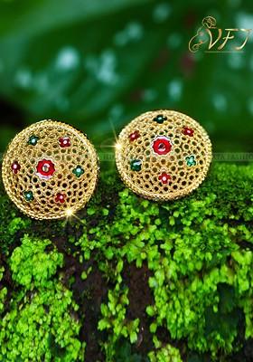 Gold Toned Floral Studs Earrings