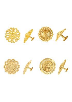 Gold Toned Floral Studs Earrings