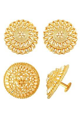 Gold Toned Floral Studs Earrings