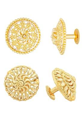 Gold Toned Floral Studs Earrings