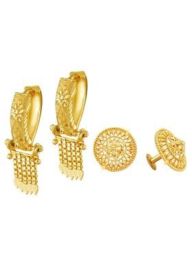 Gold Toned Floral Studs Earrings