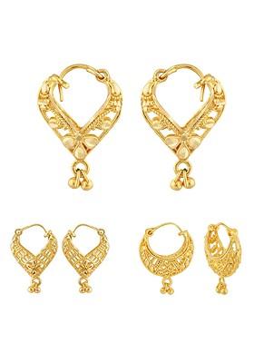 Set Of 3 Gold Plated Classic Drop Earrings