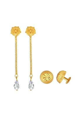 Set Of 2 Gold Plated Floral Drop Earrings