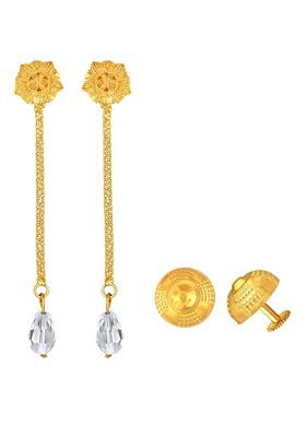 Pack Of 2 Gold Plated Removable Studs And Drop Earrings