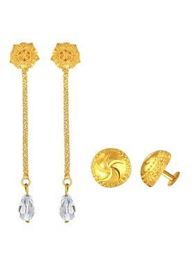 Set Of 2 Gold Plated Floral Drop Earrings