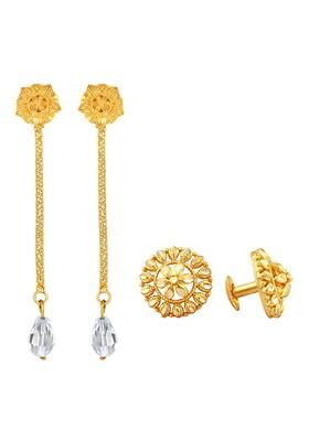 Set Of 2 Gold Plated Removable Studs And Drop Earrings