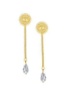 Gold Plated Floral Removable Studs And Beaded Chain Drop Earrings