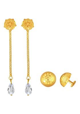 Set Of 2 Gold Plated Removable Studs And Drop Earrings