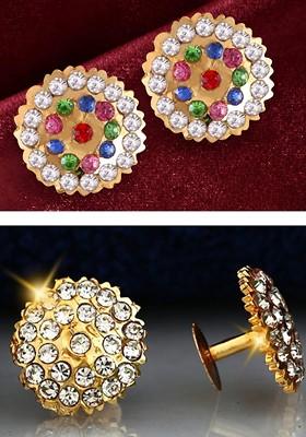 Gold Toned Floral Studs Earrings