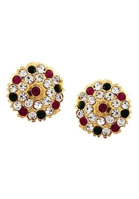 Gold Toned Floral Studs Earrings