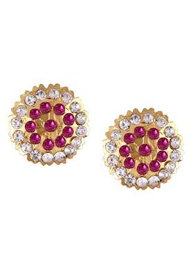 Gold Toned Floral Studs Earrings