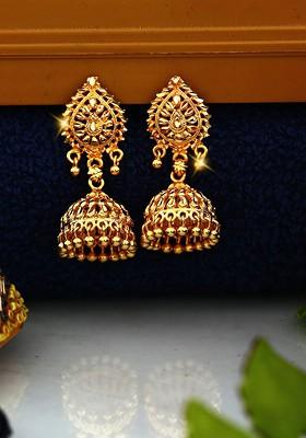 Gold Toned Floral Drop Earrings
