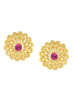 Gold Toned Floral Studs Earrings