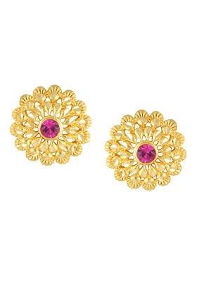 Gold Toned Floral Studs Earrings