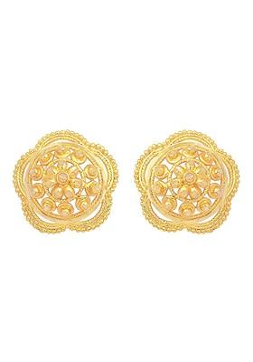 Gold Toned Floral Studs Earrings