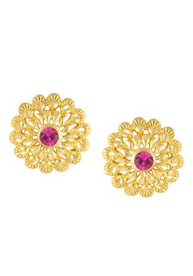 Gold Toned Floral Studs Earrings