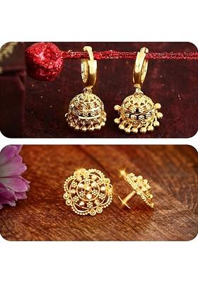 Gold Toned Floral Drop Earrings