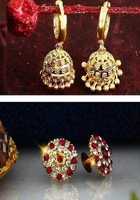 Gold Toned Floral Drop Earrings