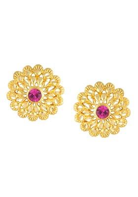 Gold Toned Floral Studs Earrings