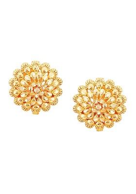 Gold Toned Floral Studs Earrings