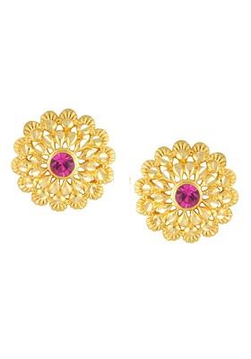 Gold Toned Floral Studs Earrings